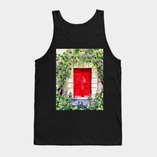 Rustic Red Door in the Woods Surrounded by Flowers Tank Top